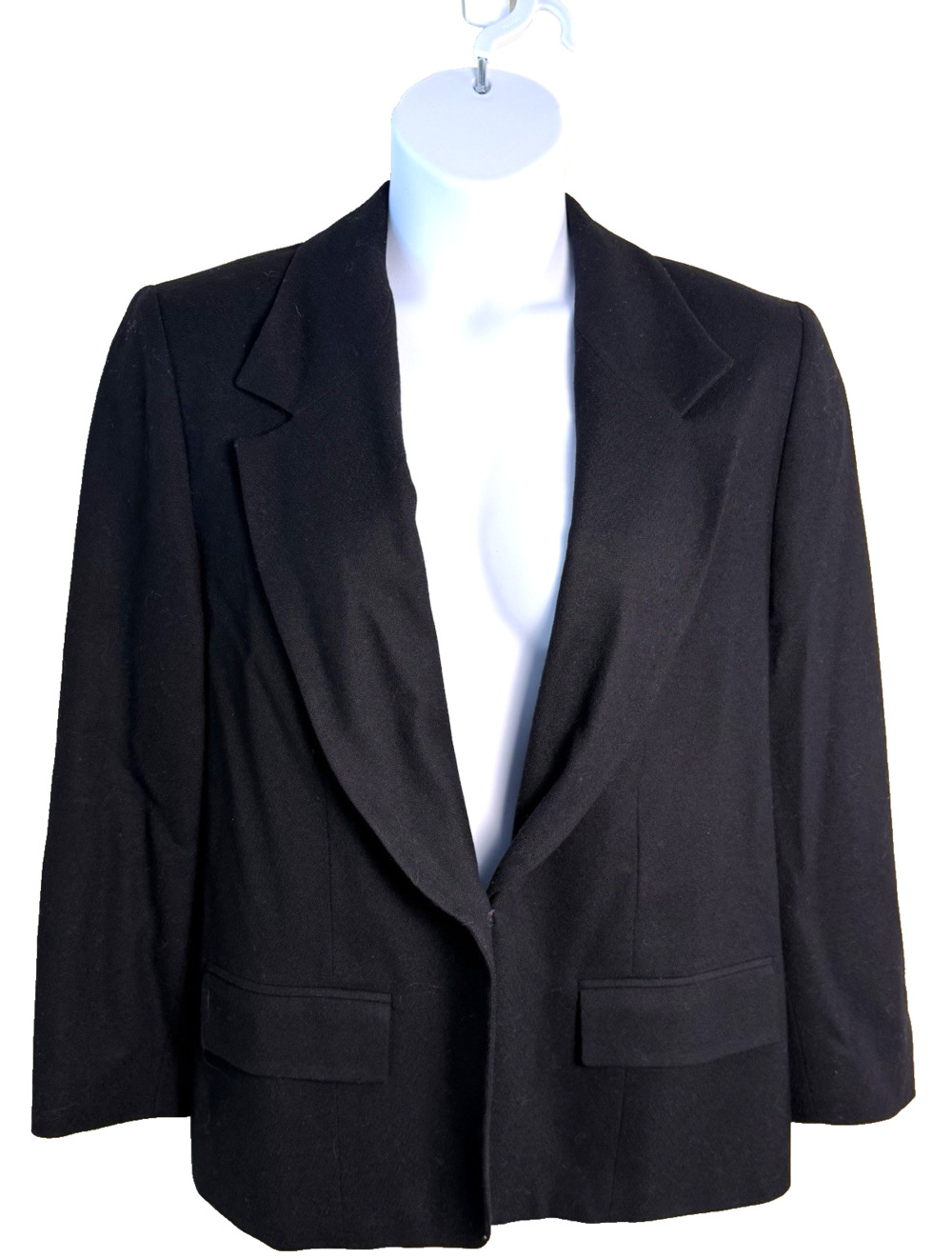 Vtg Pendleton 100% wool Blazer Jacket Black 14W Grandpacore Preppy Minimalist